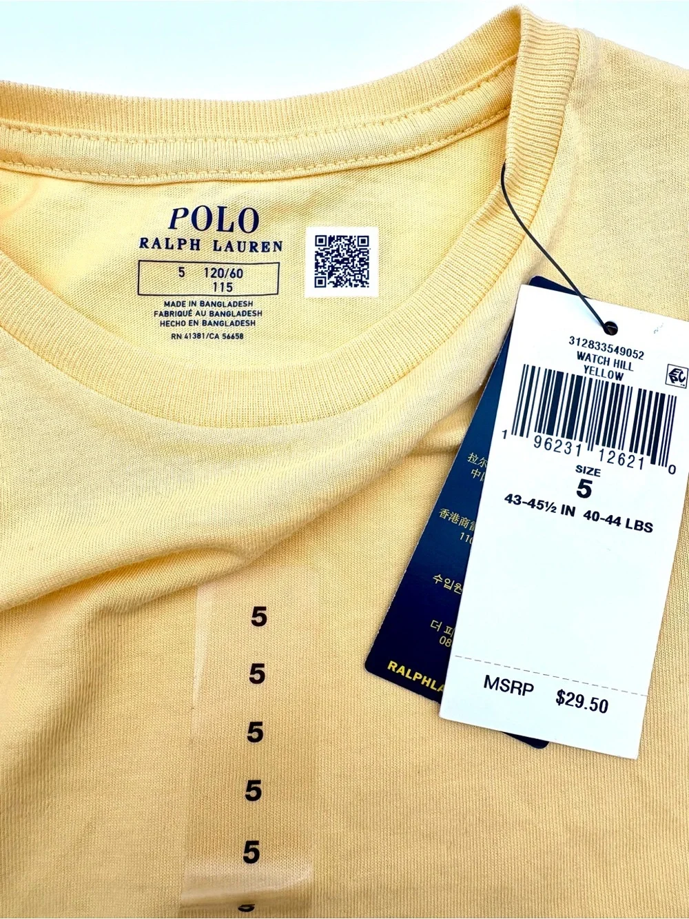 Polo Ralph Lauren Kids 3-Pack T-Shirt Set NWT Size 5